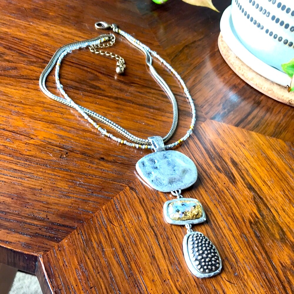 Laura Ashley Necklace silver brass tone